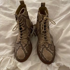 Sam Edelman snake skin lace up booties
